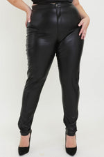 Load image into Gallery viewer, PU Black Skinny Jeans
